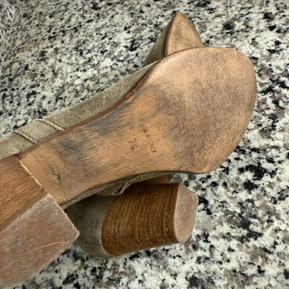 Madewell Billie Suede Ankle‎ Booties Taupe Block Heel Size 7.5 Made in Italy